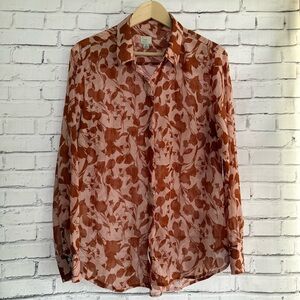 a new day Pink and Brown Floral Blouse